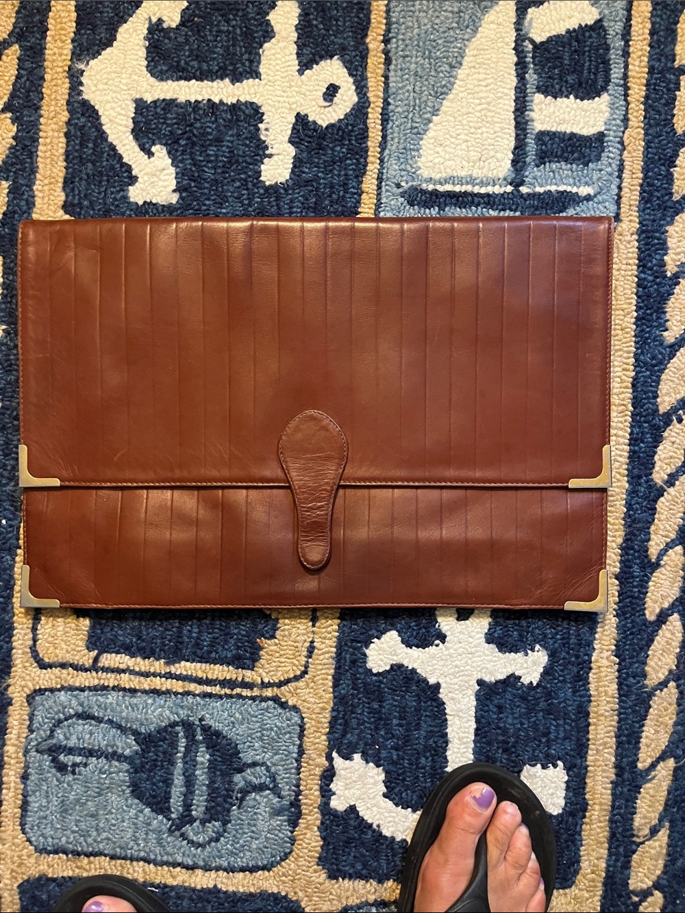 Brown Leather Laptop Folio with Protective Corner Hardware